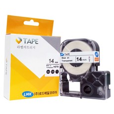 로드메일코리아 라벨테이프 카트리지 14ZTB, 투명바탕 + 파랑글씨, 14mm