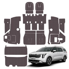 Autogard絎縫皮革全覆蓋後車廂墊, 灰褐色, 第四代嘉年華 7人座 2020年7月~F/L 2023年11月 (汽柴混動通用/後行李箱油/喇叭油)