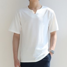 지지블랙 남성용 에디스 쿨 링클프리 브이넥 트임 반팔 티셔츠