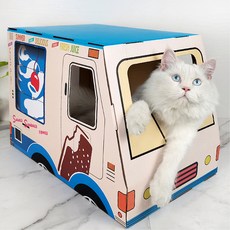고양이 아이스크림 캠핑카 스크래쳐, 혼합색상, 1개