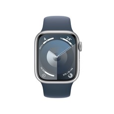 Apple 애플워치 9 GPS, 41mm, 실버 / 스톰 블루 스포츠 밴드, S/M