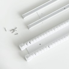 The One Home Deco長度可調節低噪音雙層窗簾軌道, 白色