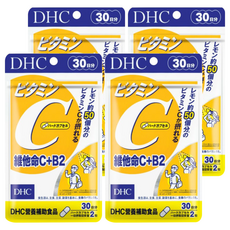DHC 維他命C+B2 30日份, 每粒含有500mg高濃度維生素C，添加美容功能維生素B2, 60顆, 578mg, 4包