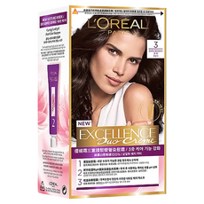 L'OREAL PARiS 巴黎萊雅 優媚霜三重護髮雙管染髮霜, 局部白髮適用，一盒多次使用, 洗染護一次到位, 3 深棕 Excellence Duo Creme, 1盒