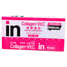 WEIDER 威德 in果凍飲膠原蛋白 水蜜桃, 含維生素C, 膠原蛋白肽5000mg, 6包裝, 180g, 6個