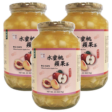 韓味不二 水蜜桃蘋果茶果醬，富含果肉，補充能量, 1kg, 3罐