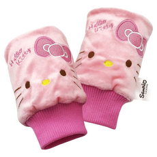 Hello Kitty 保暖手套 露指款 絨毛布, 粉色, 1雙