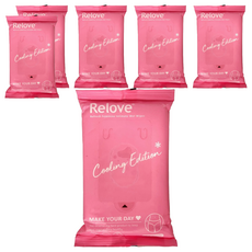 Relove 涼感私密肌弱酸清潔濕紙巾，瞬間涼感-3°C，10+5 sheets, 81g, 6包