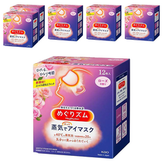 Kao 花王 MegRhythm 美舒律 新柔舒蒸氣眼罩 玫瑰花香 Set, 40°C 蒸氣SPA 約20分鐘, 12片, 6盒