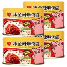味全 辣味肉醬, 嚴選台灣牧場豬肉製成, 不添加防腐劑和人工色素, 150g, 4罐