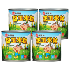 牛頭牌 甜玉米粒, 顆粒飽滿 脆甜多汁 真空封罐 易開罐包裝, 340g, 4罐