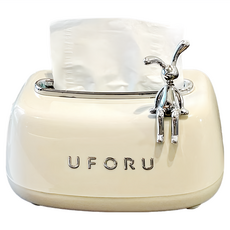 UFORU 兔子彈簧紙巾盒, 基礎款 可愛造型 桌面收納 紙巾收納盒
