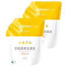 mammyshop 媽咪小站 奶瓶蔬果洗潔液補充包, 600ml, 2包