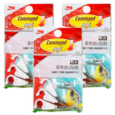 3M Command 無痕 廚房防水收納系列 多用途U型鉤, 17671D, 3包