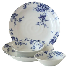 JUST HOME 日本製花願陶瓷餐具4件禮盒組 (湯盤x2, 小碗x2, 可微波), 湯盤22 x 4cm x 2個 + 小碗13.5 x 4cm x 2個, H5846, 1組