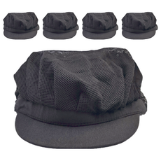 透氣廚師帽 Set 5個, 滌棉+網布, 黑色/白色, 半網半布/全網, 頭圍50-62cm, 頭圍50~62cm