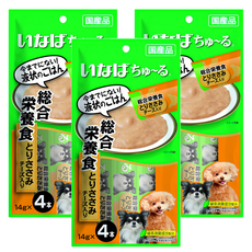 INABA 綜合營養食 狗用肉泥, 含雞肉及起司 14g x 4本, 雞肉+起司, 56g, 3袋