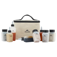 Naturehike 挪客 食味便攜調味瓶八件套裝, 食品級PP材質, 防漏設計, 淺卡其色, 1組