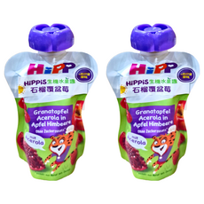 HiPP 喜寶 生機水果趣, 石榴覆盆莓, 1歲以上幼兒適用, 100g, 2包