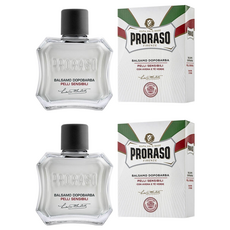 PRORASO 鬍後乳 紅標 滋潤檀香, 粗硬鬍鬚適用, 含檀香和乳木果油, 100ml, 2罐