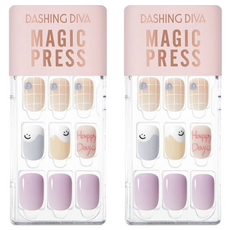 DASHING DIVA 薄型美甲片, 快樂小日子, 2盒 - 快速美甲, 時尚指尖
