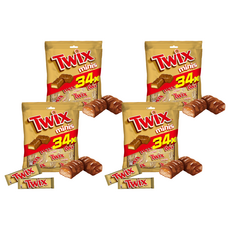 Twix 特趣 迷你焦糖夾心巧克力樂享包, 酥脆餅乾 濃郁焦糖 香濃牛奶巧克力, 340g, 4袋