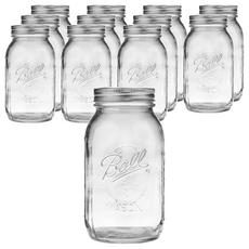 Ball 梅森窄口玻璃瓶12入，杯子/儲物罐/玻璃密封罐，美國生產, 946ml, 12個