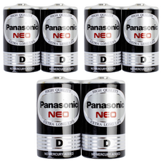 Panasonic 錳乾1號電池 黑色, 2顆, 3組