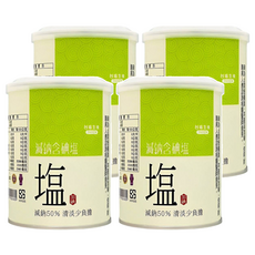 TAIYEN 台塩生技 減鈉含碘鹽, 降低鈉攝取量約50% 日常烹飪適用, 600g, 4罐