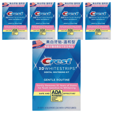 Crest 3D White 美白牙貼高效組 溫和型, 美國銷售No.1亮白牙膏品牌, 專業牙醫美白使用成分, 深入去除牙膏無法解決的頑固牙漬, 5盒