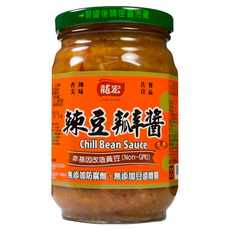 龍宏 辣豆瓣醬, 非基因改造黃豆製作, 不添加防腐劑, 無添加豆渣增量, 全素食品, 460公克, 460g, 1罐