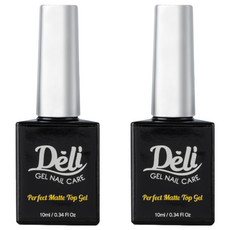 Deli Beauty Perfect 霧面上層美甲凝膠 - 10ml 霧面指甲油, 透明, 2瓶