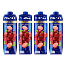 CHABAA 啜吧 100%紅葡萄果汁, 泰國原裝進口, 1000ml, 無色素無香料, 1L, 4瓶