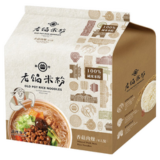 老鍋米粉 湯米粉，香菇肉燥風味，1人份 x 4入裝，純米米粉, 60g, 4包, 1袋