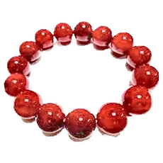 養慧軒 招財紅玉髓 圓珠手鍊，直徑12-13mm，紅色，附禮盒, 1個