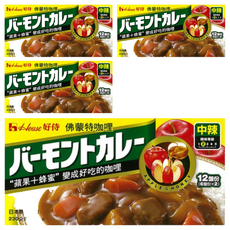 House 好侍 佛蒙特咖哩 (中辣) 230g, 蘋果蜂蜜, 12 份, 4盒
