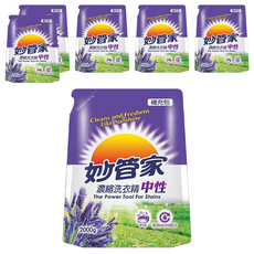 Magic Amah 妙管家 濃縮洗衣精, 中性配方, 補充包, 薰衣草香味, 2000g (Set 6), 2kg, 6包