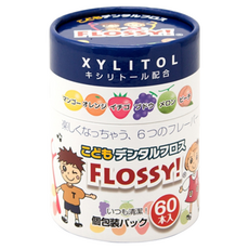 UFC SUPPLY FLOSSY 木醣醇兒童牙線棒, 6種水果味, 獨立包裝, 60支, 1罐