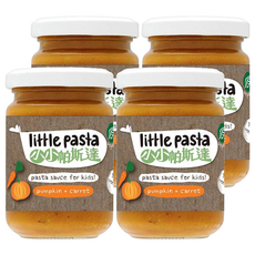 Little Pasta 小小帕斯達 南瓜佐胡蘿蔔醬, 專為寶寶設計 9個月以上, 不含麩質 無添加鹽及糖, 優質蔬果食材製成, 130g, 4罐