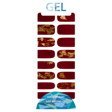GLOSSYBLOSSOM Gel Shine Strips 美甲貼 Set, Contemporary, 20 Double-ended strips, 點金酒紅, 1組