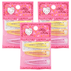 Sanrio 三麗鷗 Kitty 髮夾 3入 Set, 可愛卡通造型髮夾, 亮面質感設計, 3包