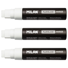 MILAN 方頭玻璃彩繪擦擦筆 粗筆桿 21.3g, 白色, 3支, 白色