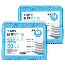 毛乾爽 寵物尿布墊 薄款 M, 六道鎖水技術, 強力吸收, 活性碳除臭, M(60 x 45cm), 50片, 2包