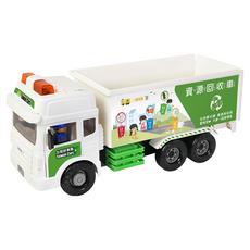 kidmate 孩子王 台灣好車隊 資源回收車，白色/綠色，模擬聲光，環保教育玩具, 1個, 42 x 21 x 16cm
