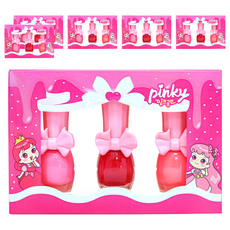 i'm pinky Pinky paint 兒童指甲油組, 溫和水性, 3色套組, 安心使用, B款 Neon Pink+Neon Orange+Red Apple, 6組