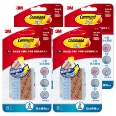 3M Command 無痕 防水膠條 小型 8入, 4組