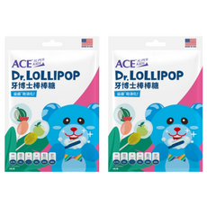 ACE SUPER KIDS 牙博士棒棒糖 Set 8支, 美國牙科博士研發, 含50%膳食纖維, 添加維生素C, 無糖低熱量, 西瓜+青蘋果, 60g, 2袋