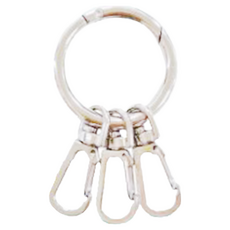 CCHING 青青文具 鋅合金三扣環鑰匙圈 尺寸:40x72x4mm, 銀色, 1個