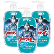 Probo 博寶兒 ULTRAMAN 活力泡泡露 胺基酸潔淨 3效 3in1沐浴露, 500ml, 3瓶
