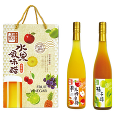 醋桶子 分享果醋2件禮盒組 (蘋果蜂蜜醋600ml + 梅子醋600ml) 台灣釀造 天然健康, 600ml, 1盒